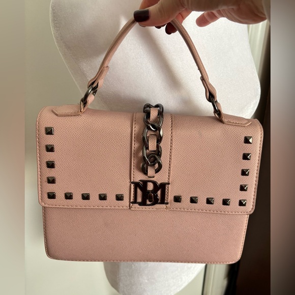 Badgley Mischka Handbags - Badgley Mischka Blush Pink Studded Satchel Top Handle Crossbody Bag